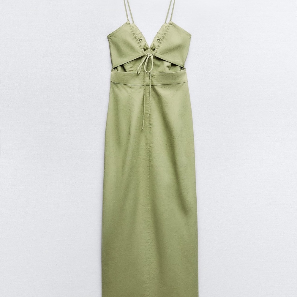 NWT XS Green Linen scrappy dress
